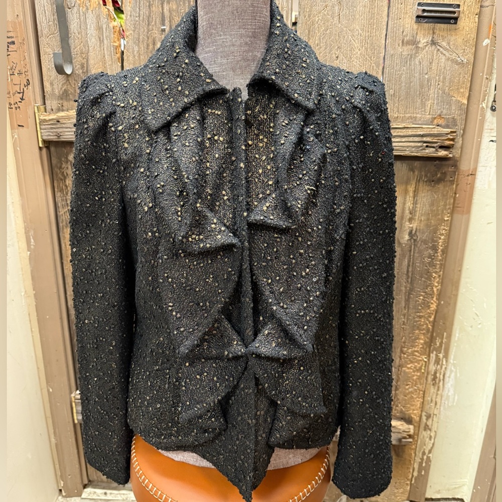 INC International Concepts Black and Gold Textured Blazer